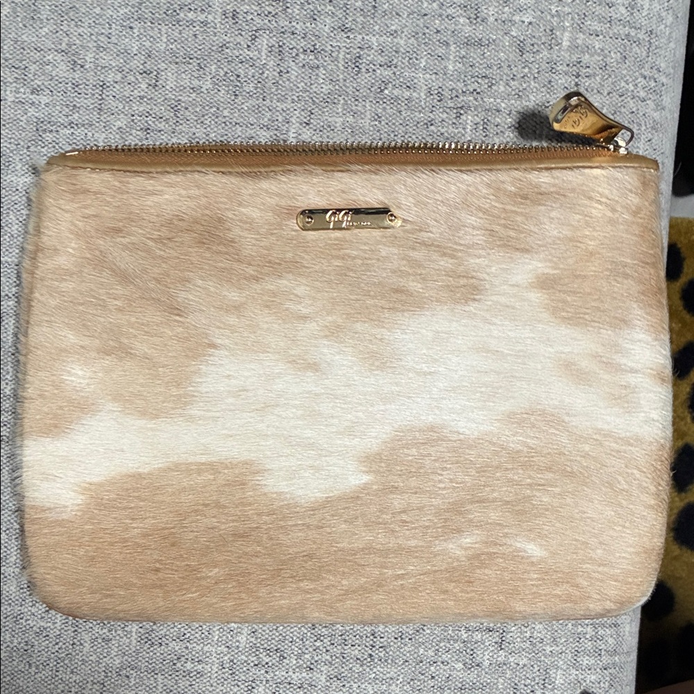 GiGi New York Tan and Gold Clutch